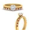 Load image into Gallery viewer, round-solitaire-engagement-ring-with-orange-sapphire-band-in-FD9334ROGSAORANGLE3-NL-YG-B1