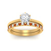 Load image into Gallery viewer, round-solitaire-engagement-ring-with-orange-sapphire-band-in-FD9334ROGSAORANGLE3-NL-YG-B1