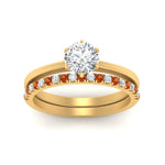 Load image into Gallery viewer, round-solitaire-engagement-ring-with-orange-sapphire-band-in-FD9334ROGSAORANGLE3-NL-YG-B1
