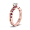 Load image into Gallery viewer, round-solitaire-engagement-ring-with-pink-sapphire-band-in-FD9334ROGSADRPIANGLE3-NL-RG-B1