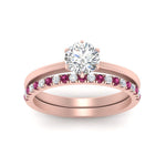 Load image into Gallery viewer, round-solitaire-engagement-ring-with-pink-sapphire-band-in-FD9334ROGSADRPIANGLE3-NL-RG-B1
