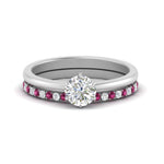 Load image into Gallery viewer, round-solitaire-engagement-ring-with-pink-sapphire-band-in-FD9334ROGSADRPIANGLE3-NL-WG-B1
