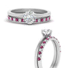 Load image into Gallery viewer, round-solitaire-engagement-ring-with-pink-sapphire-band-in-FD9334ROGSADRPIANGLE3-NL-WG-B1