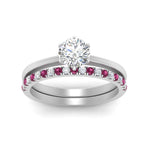 Load image into Gallery viewer, round-solitaire-engagement-ring-with-pink-sapphire-band-in-FD9334ROGSADRPIANGLE3-NL-WG-B1
