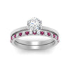 Load image into Gallery viewer, round-solitaire-engagement-ring-with-pink-sapphire-band-in-FD9334ROGSADRPIANGLE3-NL-WG-B1