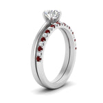 Load image into Gallery viewer, round-solitaire-engagement-ring-with-ruby-band-in-FD9334ROGRUDRANGLE3-NL-WG-B1
