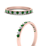 Load image into Gallery viewer, round-stacking-diamond-ring-with-emerald-in-rose-gold-FD123864BGEMGRANGLE3-NL-RG.jpg
