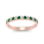 Load image into Gallery viewer, round-stacking-diamond-ring-with-emerald-in-rose-gold-FD123864BGEMGRANGLE3-NL-RG.jpg
