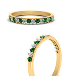 Load image into Gallery viewer, round-stacking-diamond-ring-with-emerald-in-yellow-gold-FD123864BGEMGRANGLE3-NL-YG.jpg
