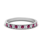 Load image into Gallery viewer, round-stacking-diamond-ring-with-pink-sapphire-in-white-gold-FD123864BGSADRPIANGLE3-NL-WG.jpg
