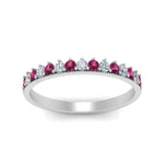 Load image into Gallery viewer, round-stacking-diamond-ring-with-pink-sapphire-in-white-gold-FD123864BGSADRPIANGLE3-NL-WG.jpg
