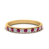 Load image into Gallery viewer, round-stacking-diamond-ring-with-pink-sapphire-in-yellow-gold-FD123864BGSADRPIANGLE3-NL-YG.jpg