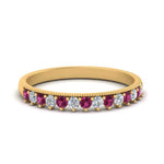 Load image into Gallery viewer, round-stacking-diamond-ring-with-pink-sapphire-in-yellow-gold-FD123864BGSADRPIANGLE3-NL-YG.jpg
