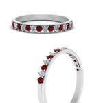 Load image into Gallery viewer, round-stacking-diamond-ring-with-ruby-in-white-gold-FD123864BGRUDRANGLE3-NL-WG.jpg
