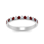 Load image into Gallery viewer, round-stacking-diamond-ring-with-ruby-in-white-gold-FD123864BGRUDRANGLE3-NL-WG.jpg
