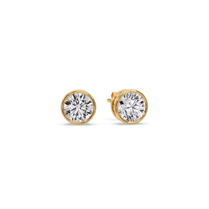 Bezel-Set Brilliant Round Diamond Solitaire Stud Earrings [IGI Certified]
