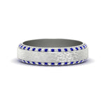 Load image into Gallery viewer, round-white-diamond-mens-wedding-band-with-blue-sapphire-in-white-gold-fddb1040bgsabl-nl-wg.jpg?v=1755774077

