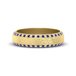 Load image into Gallery viewer, round-white-diamond-mens-wedding-band-with-blue-sapphire-in-yellow-gold-fddb1040bgsabl-nl-yg.jpg?v=1755774077
