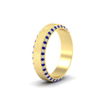 Load image into Gallery viewer, round-white-diamond-mens-wedding-band-with-blue-sapphire-in-yellow-gold-fddb1040bgsablangle2-nl-yg.jpg?v=1755774077

