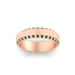 Load image into Gallery viewer, round-white-diamond-mens-wedding-band-with-emerald-in-rose-gold-fddb1040bgemgrangle5-nl-rg_caba6018-be63-48f1-8171-959d8cc906cc.jpg?v=1755774077
