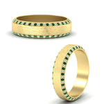 Load image into Gallery viewer, round-white-diamond-mens-wedding-band-with-emerald-in-yellow-gold-fddb1040bgemgrangle3-nl-yg.jpg?v=1755774077
