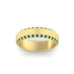 Load image into Gallery viewer, round-white-diamond-mens-wedding-band-with-emerald-in-yellow-gold-fddb1040bgemgrangle5-nl-yg.jpg?v=1755774077
