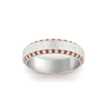 Load image into Gallery viewer, round-white-diamond-mens-wedding-band-with-orange-sapphire-in-white-gold-fddb1040bgsaorangle5-nl-wg.jpg?v=1755774077
