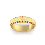 Load image into Gallery viewer, round-white-diamond-mens-wedding-band-with-orange-sapphire-in-yellow-gold-fddb1040bgsaorangle5-nl-yg.jpg?v=1755774077
