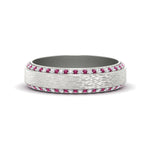 Load image into Gallery viewer, round-white-diamond-mens-wedding-band-with-pink-sapphire-in-white-gold-fddb1040bgsadrpi-nl-wg.jpg?v=1755774077
