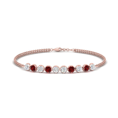 Dual Chain Round Diamond Bar Bracelet