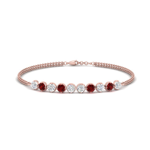 Dual Chain Round Diamond Bar Bracelet