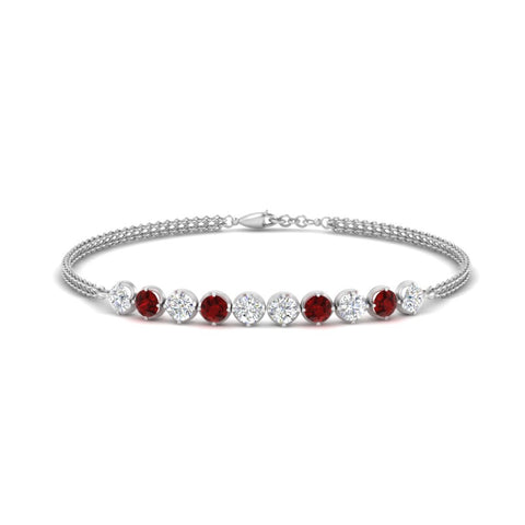 Dual Chain Round Diamond Bar Bracelet