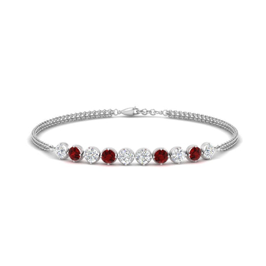 Dual Chain Round Diamond Bar Bracelet