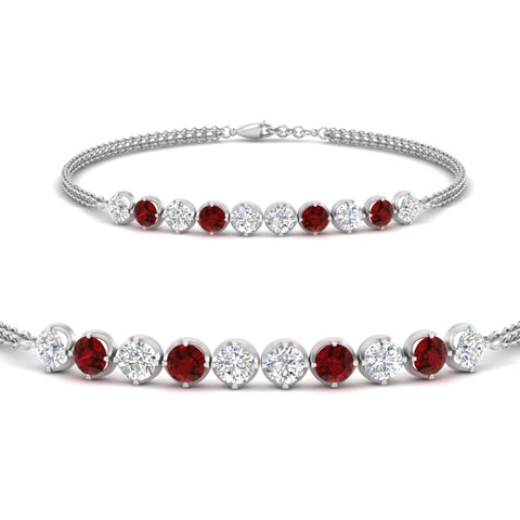 Dual Chain Round Diamond Bar Bracelet