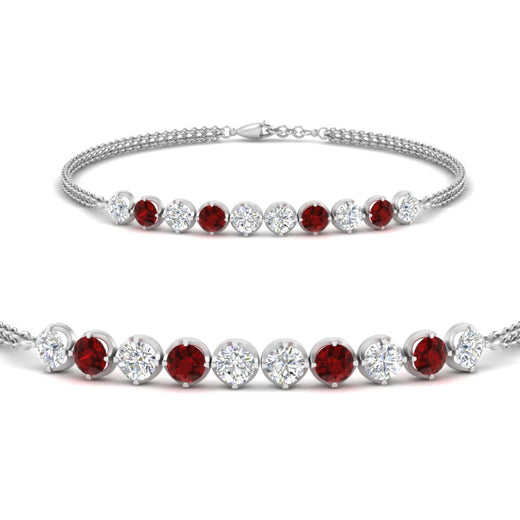 Dual Chain Round Diamond Bar Bracelet