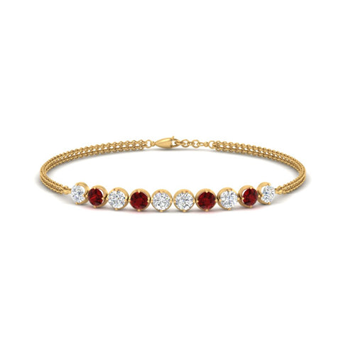 Dual Chain Round Diamond Bar Bracelet
