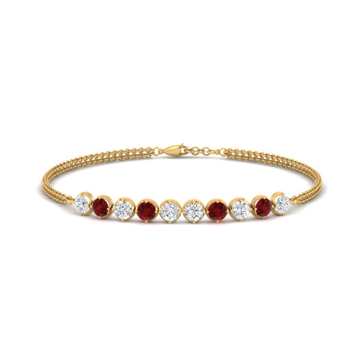 Dual Chain Round Diamond Bar Bracelet