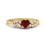 Load image into Gallery viewer, ruby-heart-cluster-diamond-ring-in-yellow-gold-FDENS3110HTRGRUDR-NL-YG.jpg
