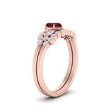 Load image into Gallery viewer, ruby-heart-cluster-diamond-wedding-ring-set-in-rose-gold-FDENS3110HTGRUDR-NL-RG.jpg
