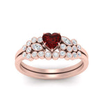 Load image into Gallery viewer, ruby-heart-cluster-diamond-wedding-ring-set-in-rose-gold-FDENS3110HTGRUDR-NL-RG.jpg

