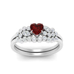 Load image into Gallery viewer, ruby-heart-cluster-diamond-wedding-ring-set-in-white-gold-FDENS3110HTGRUDR-NL-WG.jpg
