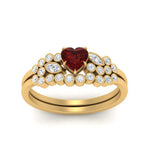 Load image into Gallery viewer, ruby-heart-cluster-diamond-wedding-ring-set-in-yellow-gold-FDENS3110HTGRUDR-NL-YG.jpg

