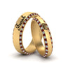 Load image into Gallery viewer, ruby-his-and-hers-personalized-matching-band-in-yellow-gold-FD-9004MBGRUDR-NL-YG-EG.jpg