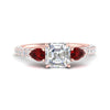 Load image into Gallery viewer, ruby-pear-accented-3-row-asscher-cut-engagement-ring-in-rose-gold-FD9982ASRGRUDRANGLE3-NL-RG