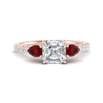 Load image into Gallery viewer, ruby-pear-accented-3-row-asscher-cut-engagement-ring-in-rose-gold-FD9982ASRGRUDRANGLE3-NL-RG
