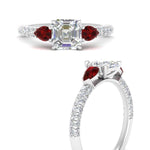 Load image into Gallery viewer, ruby-pear-accented-3-row-asscher-cut-engagement-ring-in-white-gold-FD9982ASRGRUDRANGLE3-NL-WG
