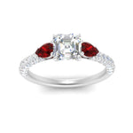 Load image into Gallery viewer, ruby-pear-accented-3-row-asscher-cut-engagement-ring-in-white-gold-FD9982ASRGRUDRANGLE3-NL-WG
