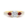 Load image into Gallery viewer, ruby-pear-accented-3-row-asscher-cut-engagement-ring-in-yellow-gold-FD9982ASRGRUDRANGLE3-NL-YG