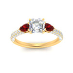 Load image into Gallery viewer, ruby-pear-accented-3-row-asscher-cut-engagement-ring-in-yellow-gold-FD9982ASRGRUDRANGLE3-NL-YG
