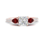 Load image into Gallery viewer, ruby-pear-accented-3-row-princess-cut-engagement-ring-in-rose-gold-FD9982PRRGRUDRANGLE3-NL-RG
